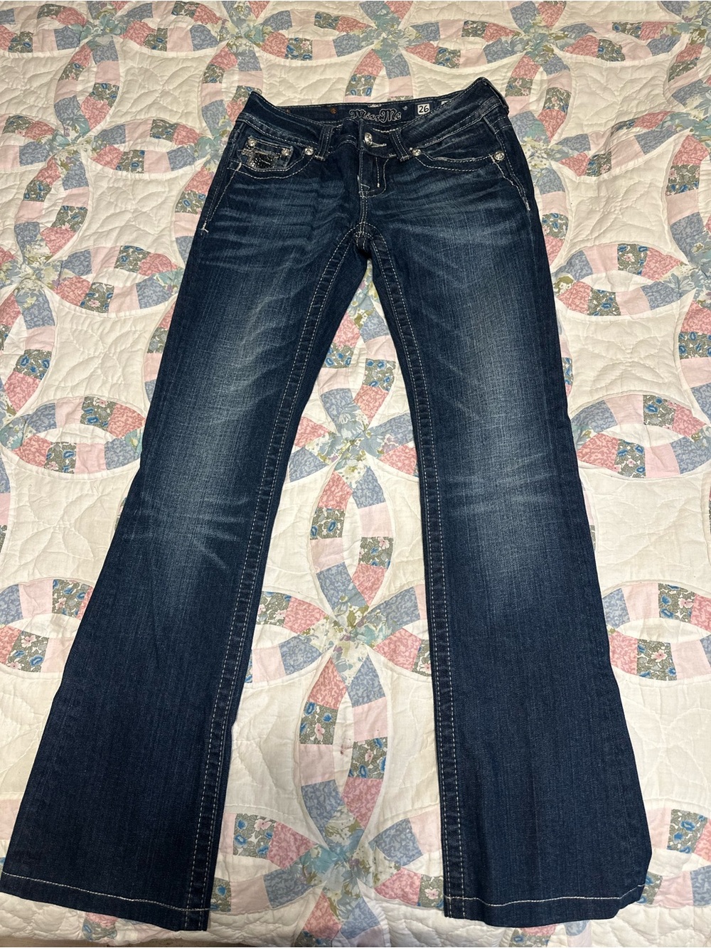 Miss Me Dark Blue Wide Leg Jeans
